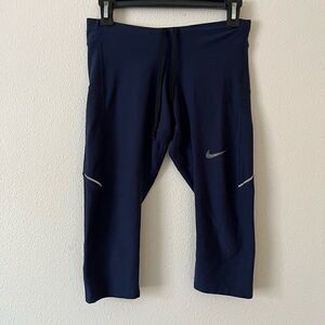 Womens Nike Pants S Small Navy Blue Athletic Gym Workout Capri S/P